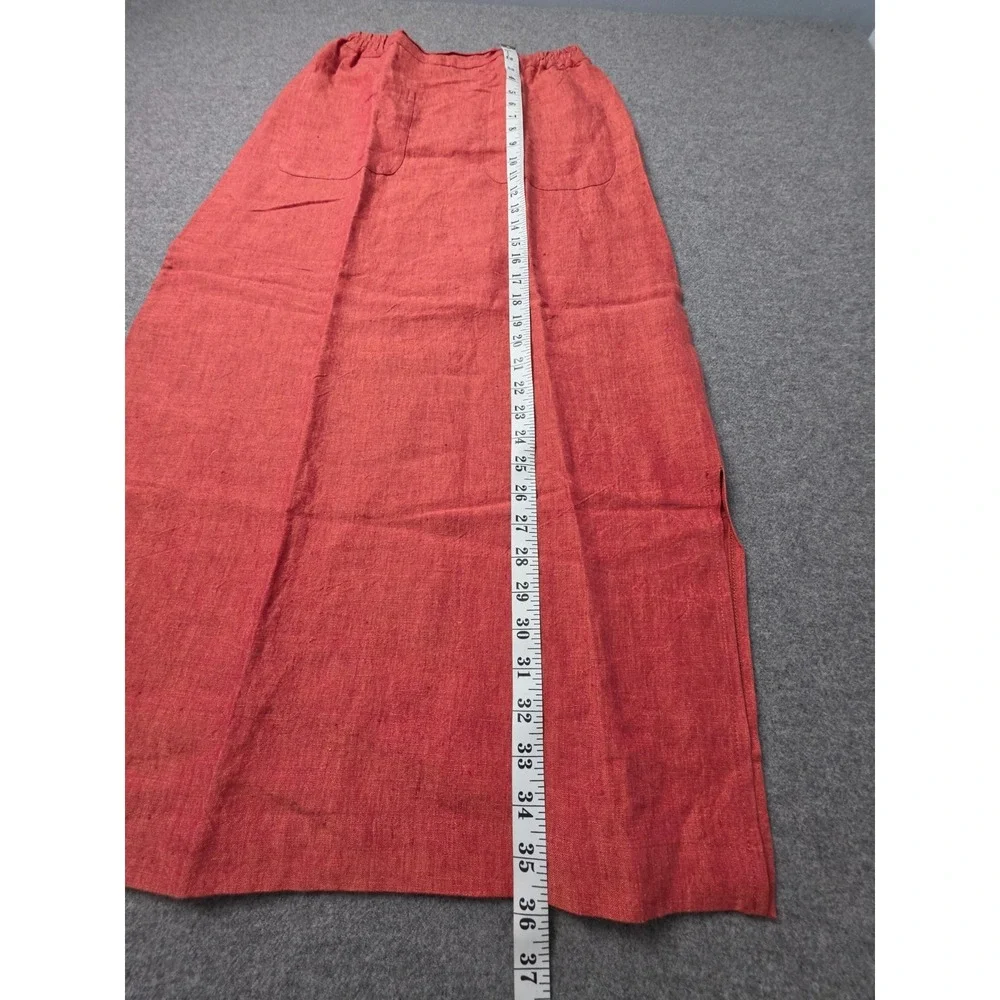 Eskandar Two Piece Linen Set Womens Size 1 Red Sleeveless Side Slit Button Front